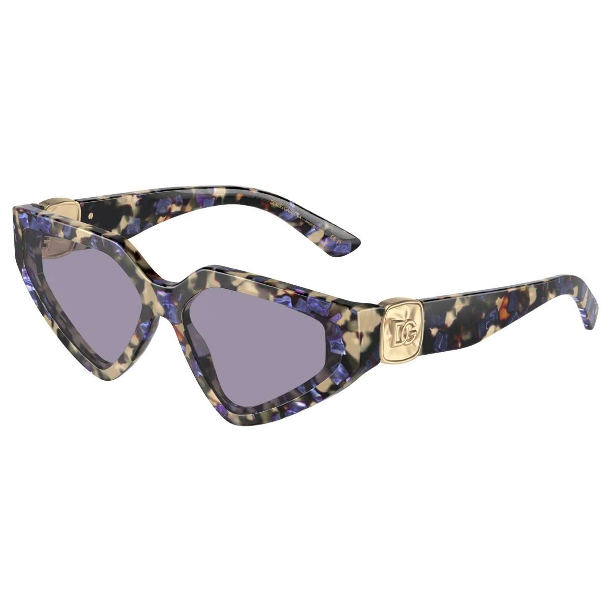 DOLCE & GABBANA DG 4469F 3439/1 Butterfly Havana Blue Pearl Acetate Sunglasses with Grey Lens