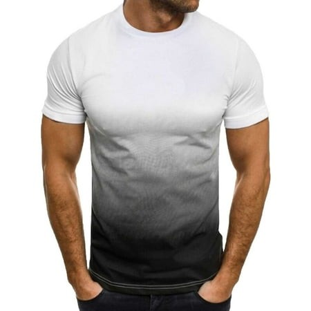 YuXingFu Mens Graphic T Shirts Under $10.00 Men Short Sleeve Printing Round Neck Pullover T Shirt Blouse White L