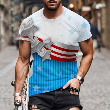 YuXingFu Mens Graphic T Shirts? Summer Men Short Sleeve Round-Neck Printed Casual T-Shirt Tops Blouse White L