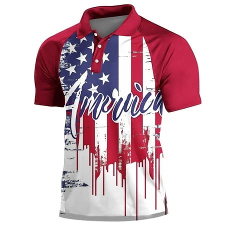 Lilgiuy Golf T-Shirts for Men American Flag Short Sleeve Workout Graphic Tees 2024 Casual Crewneck 4th of July Patriotic Shirts for Cruises(White L)