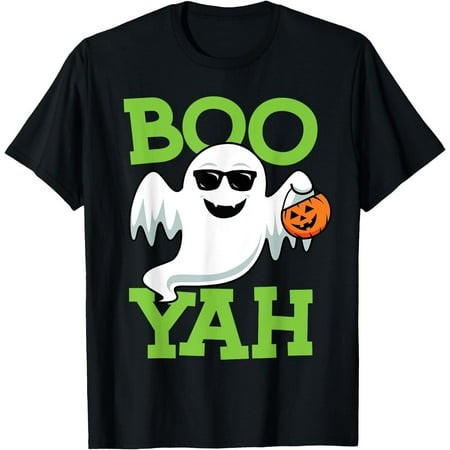 Kids Ghost Boo Yah Boys Halloween 2024 Funny Spooky T Shirt Men