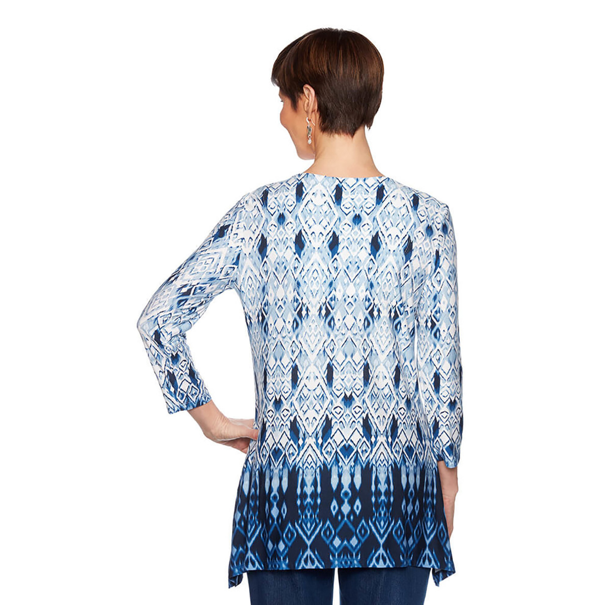 Petite Ruby Rd. Must Haves 3/4 Sleeve Ikat Keyhole Neckline Tunic thumbnail