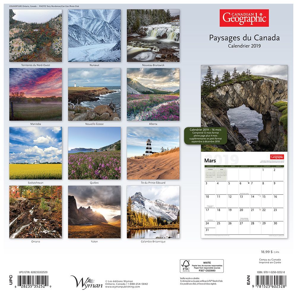 Canadian Geographic 2019 Wall Calendar thumbnail