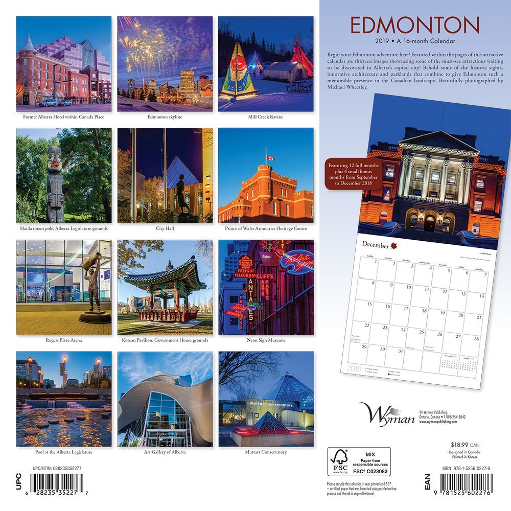 Edmonton 2019 Wall Calendar thumbnail