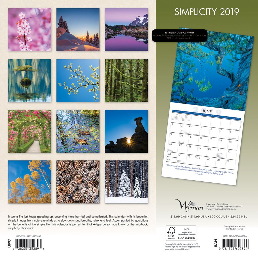 Simplicity 2019 Wall Calendar thumbnail