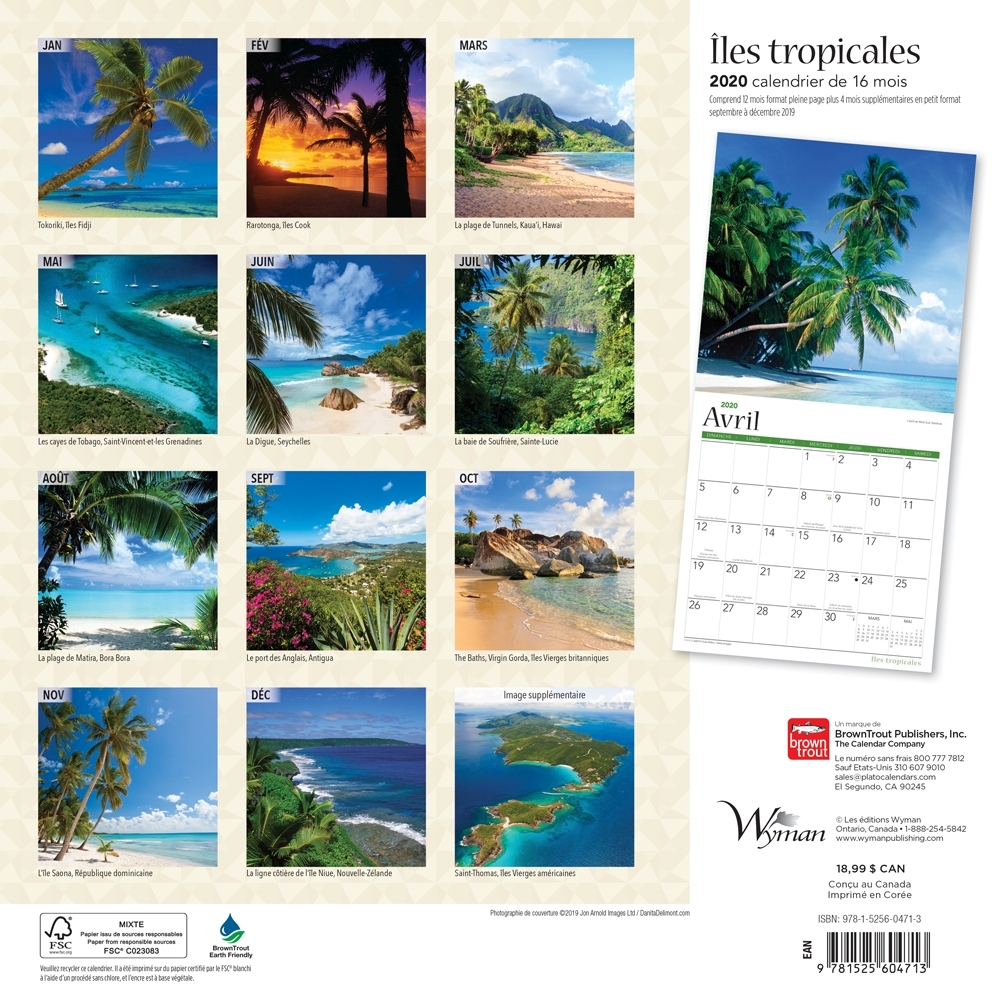 Iles Tropicales 2020 Wall Calendar (French) thumbnail