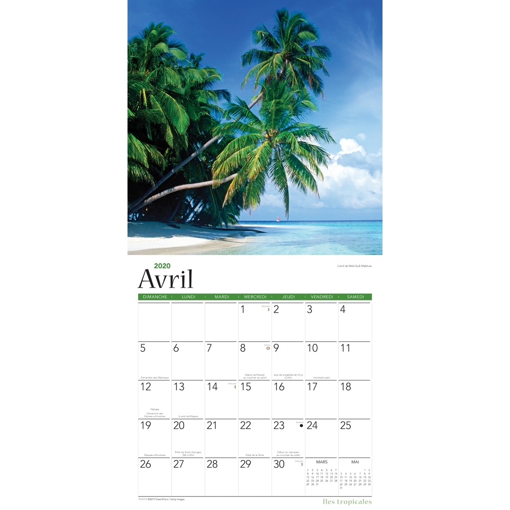 Iles Tropicales 2020 Wall Calendar (French) thumbnail