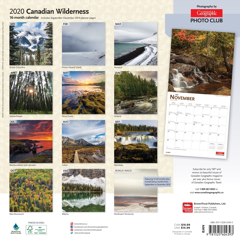 Canadian Wilderness Wall Calendar thumbnail