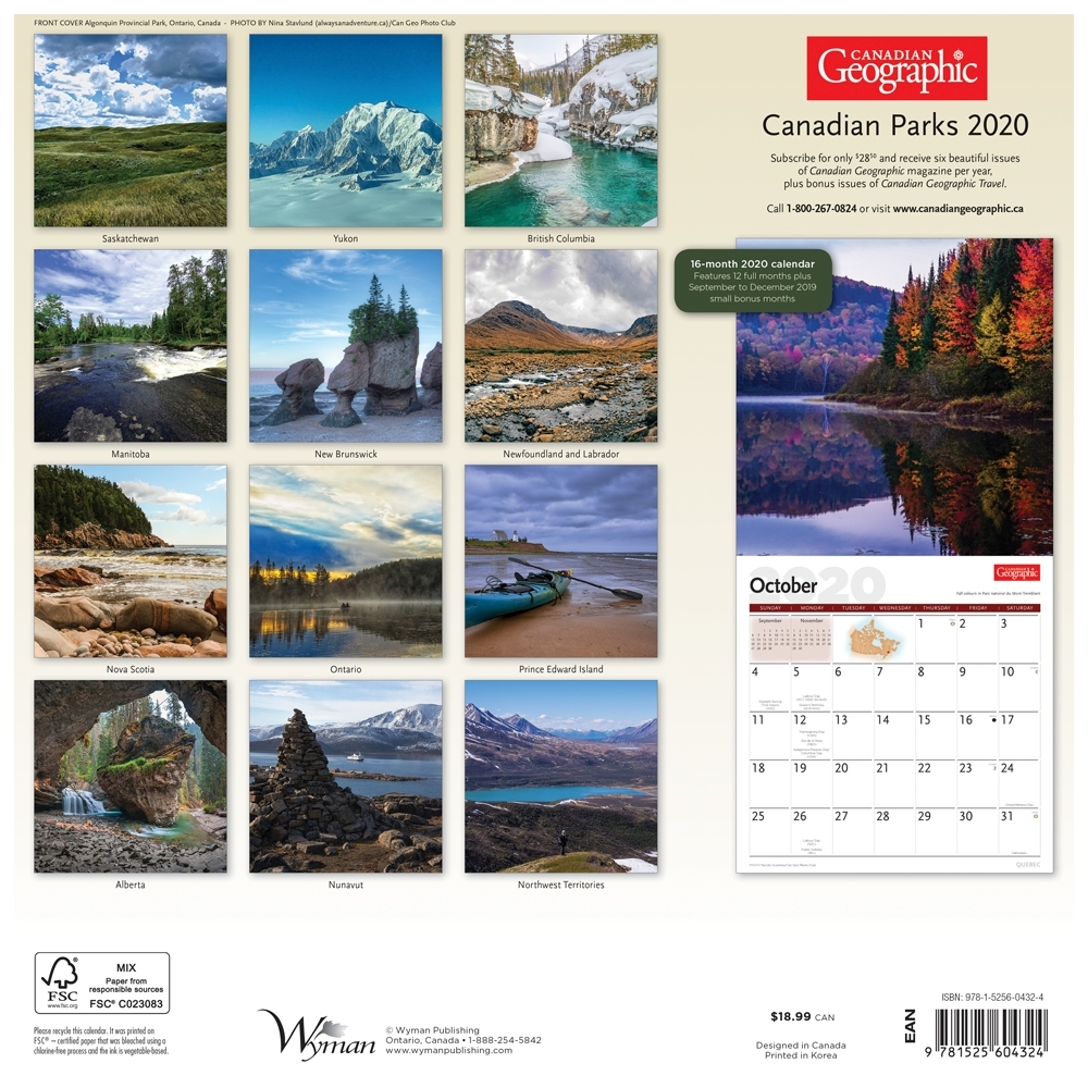 Canadian National Parks 2020 Wall Calendar thumbnail
