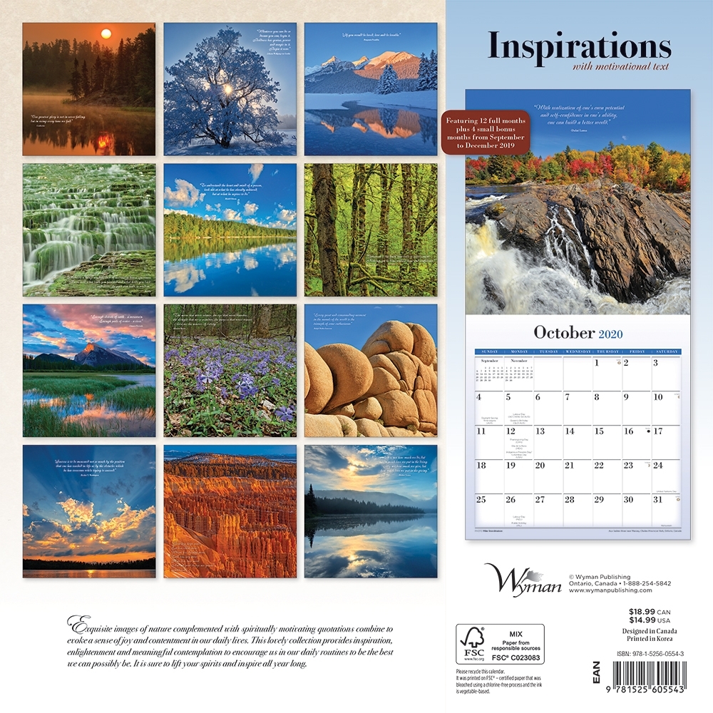 2020 Inspirations Wall Calendar, by Wyman Publishing thumbnail