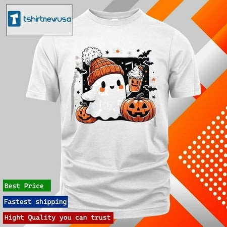 Funny Womens Halloween Cute Ghost Print Crew Neck 2024