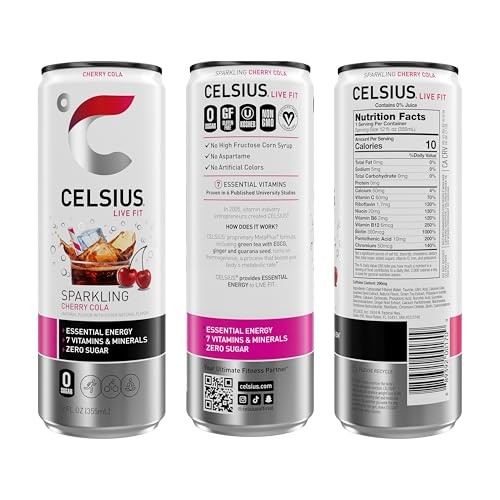 CELSIUS Sparkling Cherry Cola, Functional Essential Energy Drink 12 Fl Oz (Pack of 12) thumbnail