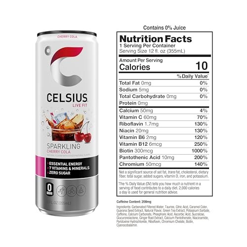 CELSIUS Sparkling Cherry Cola, Functional Essential Energy Drink 12 Fl Oz (Pack of 12) thumbnail