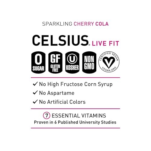CELSIUS Sparkling Cherry Cola, Functional Essential Energy Drink 12 Fl Oz (Pack of 12) thumbnail