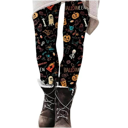 VPQILH Halloween Leggings for Women Ghost Pumpkin Graphic High Waisted Workout Pants 2024 Halloween Stretchy Leggings Casual Stretch Yoga Pants