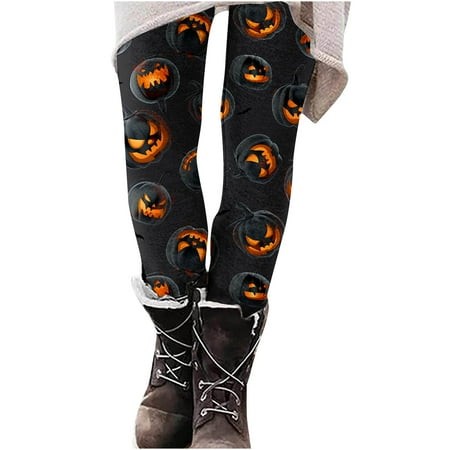 VPQILH Halloween Leggings for Women Ghost Pumpkin Graphic High Waisted Workout Pants 2024 Halloween Stretchy Leggings Casual Stretch Yoga Pants