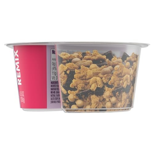 Dannon Light + Fit REMIX Strawberry Cheesecake Nonfat Greek Yogurt with Graham Cookies, Caramel Pearls and Dark Chocolate Mix-Ins, 4.5 OZ Yogurt Cups thumbnail