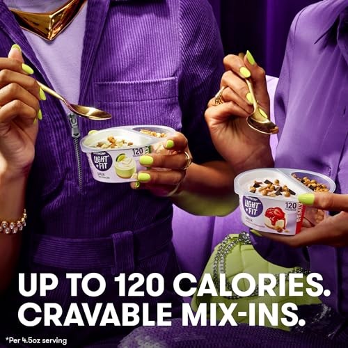 Dannon Light + Fit REMIX Strawberry Cheesecake Nonfat Greek Yogurt with Graham Cookies, Caramel Pearls and Dark Chocolate Mix-Ins, 4.5 OZ Yogurt Cups thumbnail