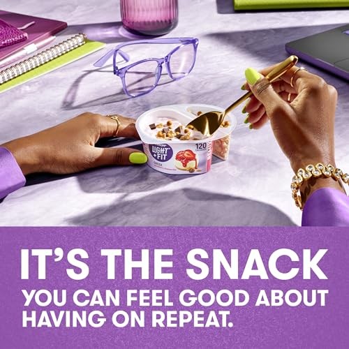 Dannon Light + Fit REMIX Strawberry Cheesecake Nonfat Greek Yogurt with Graham Cookies, Caramel Pearls and Dark Chocolate Mix-Ins, 4.5 OZ Yogurt Cups thumbnail