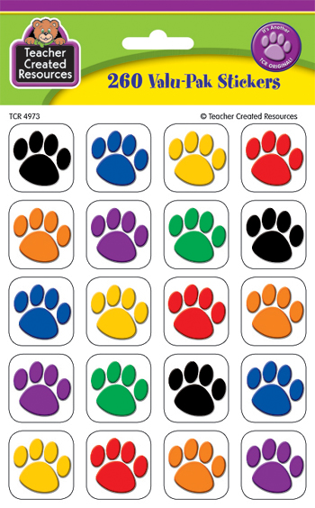 Colorful Paw Print Stickers Value Pack