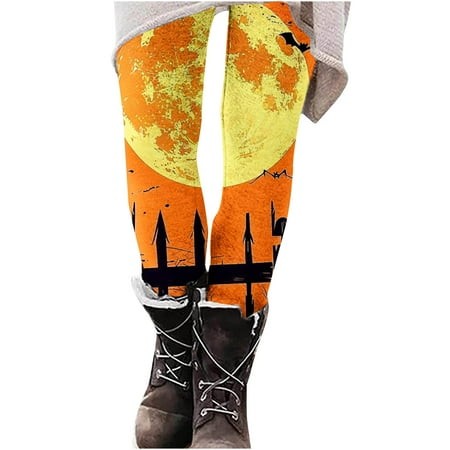 VPQILH Leggings for Women Halloween Ghost Pumpkin Graphic High Waisted Workout Pants 2024 Halloween Stretchy Leggings Casual Stretch Yoga Pants