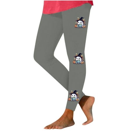 VPQILH Leggings for Women Halloween Cute Ghost Printed Tights High Waisted Workout Pants 2024 Halloween Leggings Casual Stretchy Yoga Pants Halloween 