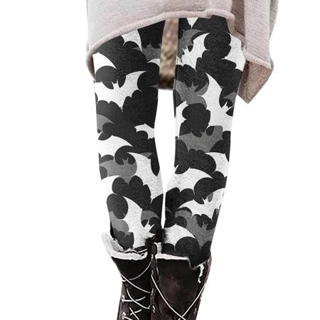 VPQILH Leggings for Women Halloween Cute Pumpkin Ghost Graphic Tights High Waisted Workout Pants 2024 Halloween Stretchy Leggings Casual Stretch Yoga 