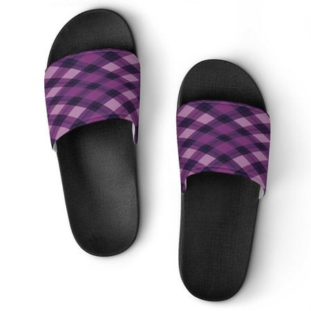 JINGDS Regal Dewberry Tartan 2564 Slides for Men/Women  Waterproof Bathroom Shower Slippers  Non Slip Sandals for Indoor Outdoor