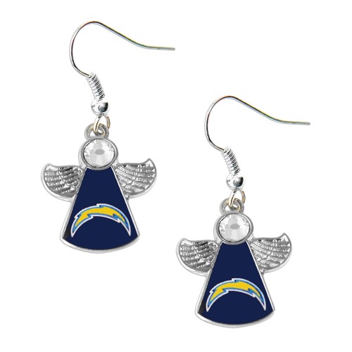 LA Los Angeles Chargers NFL Crystal Angel Wings Dangle Logo Earring Charm Gift Set