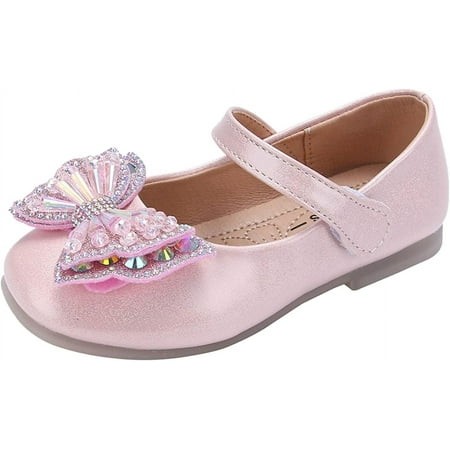 FC-Girls Butterfly Mary Jane Dress Shoes Low Heels Ballerina Princess Wedding Party Shoes for Litle Kid/big_kid-7751