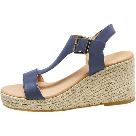 FC-Womens Espadrilles Platform Wedge Sandals T Strap Open Toe Sandal Casual Outdoor Summer Beach Shoes-4804