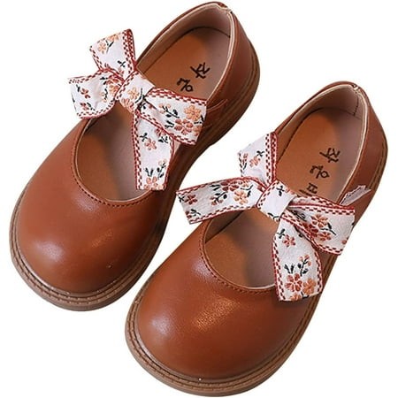 FC-Girls Dress Shoes Cute Bow Shoes Satin Ankle Tie Flower Girls for Wedding Sparkly Birthday Party or Girls Boots 11-6229