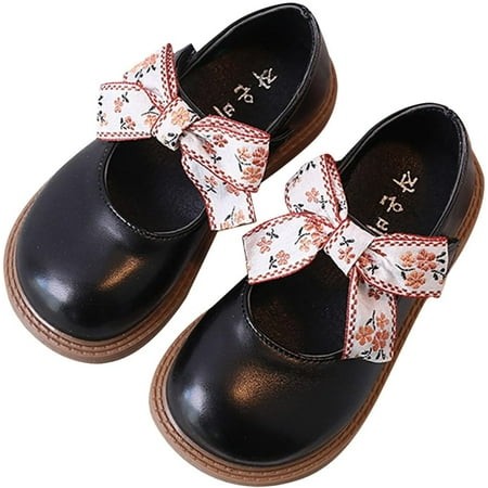 FC-Girls Dress Shoes Cute Bow Shoes Satin Ankle Tie Flower Girls for Wedding Sparkly Birthday Party or Girls Boots 11-6249