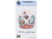 Art Impressions 4742 Cottage Cling Rubber Stamp Set, 7 X 4, Good Friends, Grey