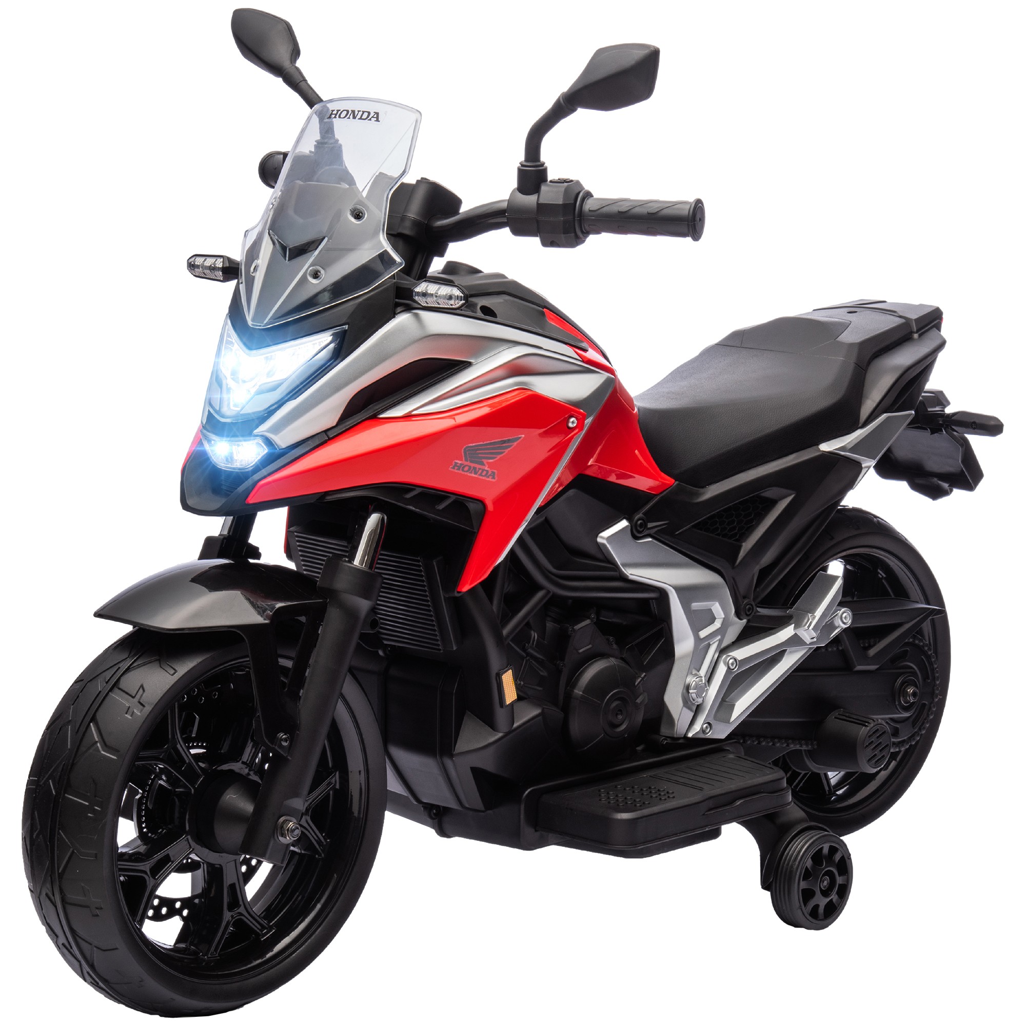 AIYAPLAY Moto Eléctrica Para Niños De +3 años Con Licencia Honda Con USB MP3 Luz LED Y Velocidad 3 Km/h Carga 30 Kg Rojo