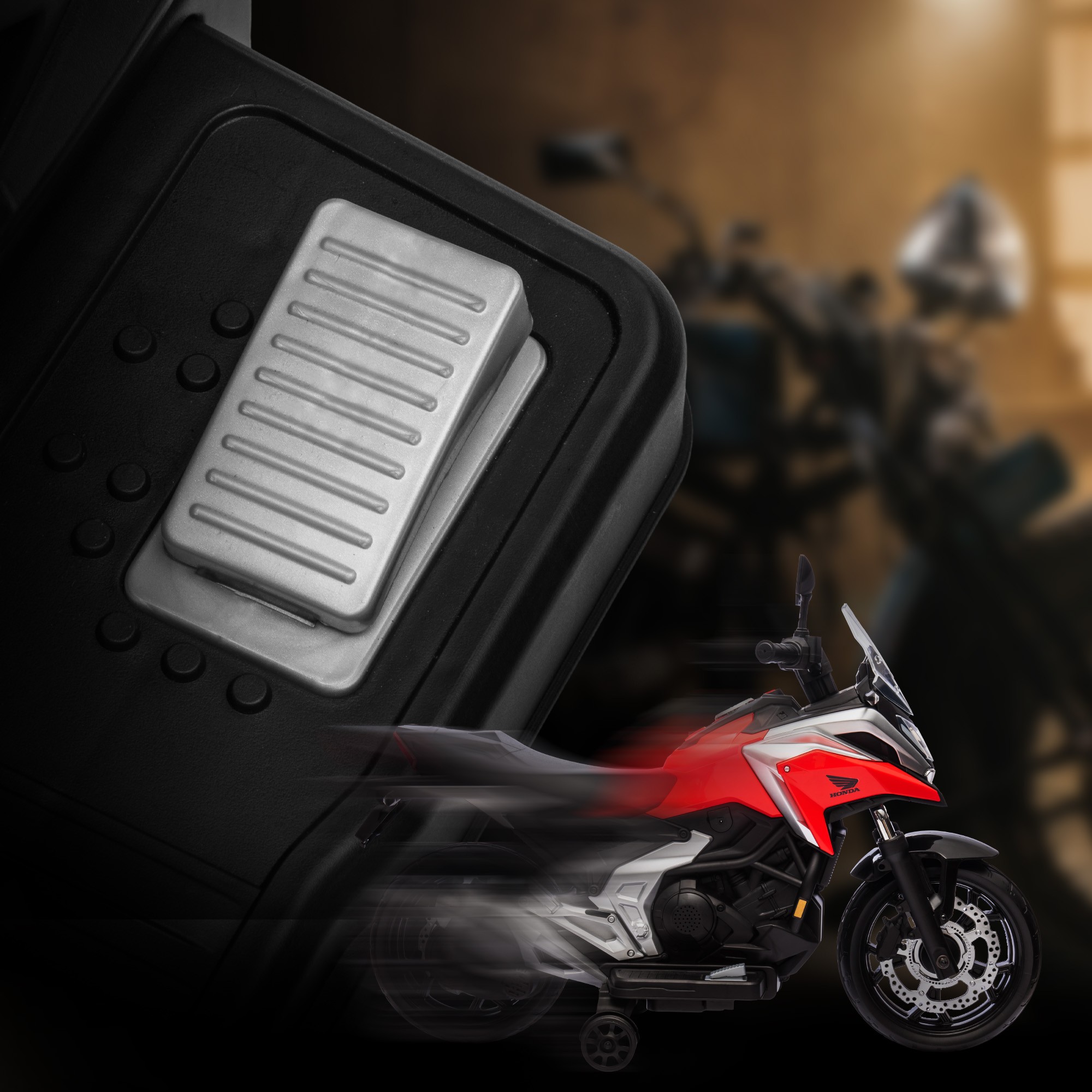 AIYAPLAY Moto Eléctrica Para Niños De +3 años Con Licencia Honda Con USB MP3 Luz LED Y Velocidad 3 Km/h Carga 30 Kg Rojo thumbnail