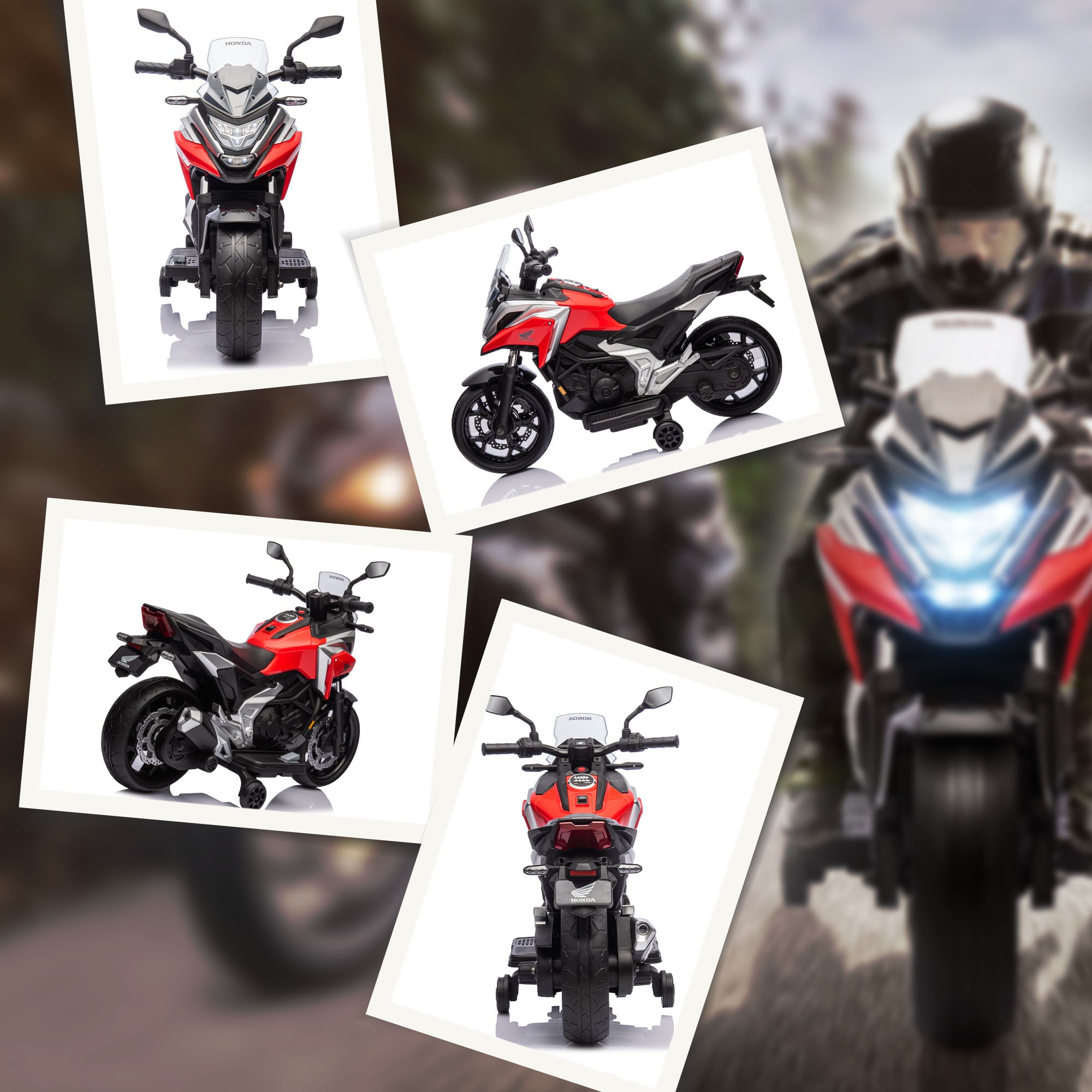 AIYAPLAY Moto Eléctrica Para Niños De +3 años Con Licencia Honda Con USB MP3 Luz LED Y Velocidad 3 Km/h Carga 30 Kg Rojo thumbnail