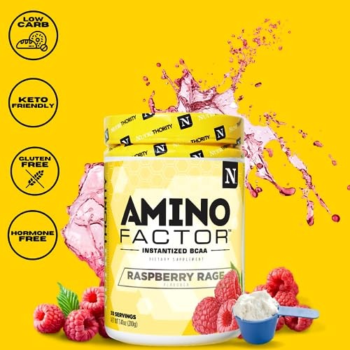 Nutrithority Amino Factor Instantized BCAAs, Gushing Gummy, 30 Servings - Sugar Free Branched Chain Amino Acids Intra & Post Workout Drink - Improve M thumbnail