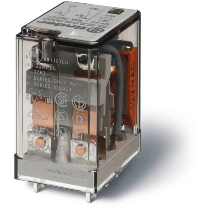 Finder 55.12.9.012.0000 PCB Relay 12V DC 10A 2 Change-overs AgNi C