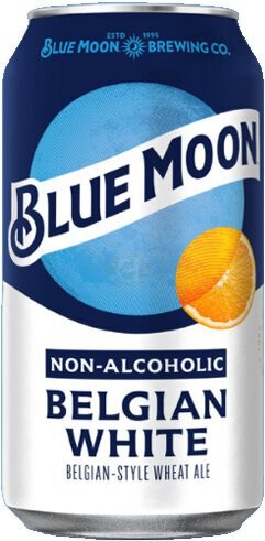 Blue Moon Non-Alcoholic Belgian White Craft  6 Pack  12 Fl Oz Aluminum Cans  0.45% ABV