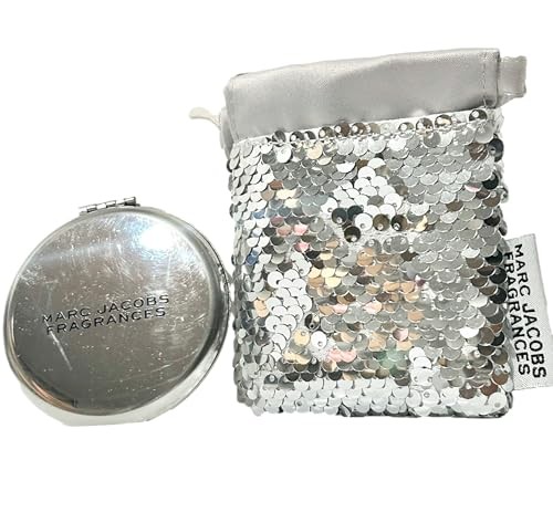 Marc Jacobs 2023 Small Silver Beauty Compact Makeup Fashion Mirror (3