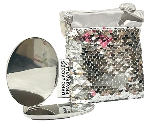 Marc Jacobs 2023 Small Silver Beauty Compact Makeup Fashion Mirror (3