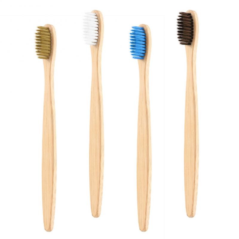 1/4 PièCES Naturel Bambou Brosse à Dents Environnement En Bois Charbon De Bois Bambou Brosse à Dents Soins Buccaux Doux Soies Adulte Brosse à Dent