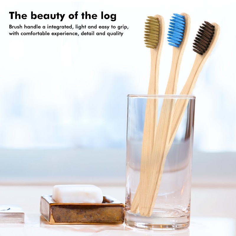 1/4 PièCES Naturel Bambou Brosse à Dents Environnement En Bois Charbon De Bois Bambou Brosse à Dents Soins Buccaux Doux Soies Adulte Brosse à Dent thumbnail