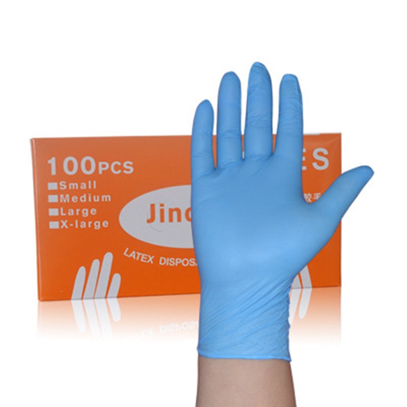 Boîte De 100 Gants En Latex Nitrile Bleu, Jetables, Gants Pour La Restauration, Imperméables, Pour La Protection, Les Sorties, Pour La Maison thumbnail