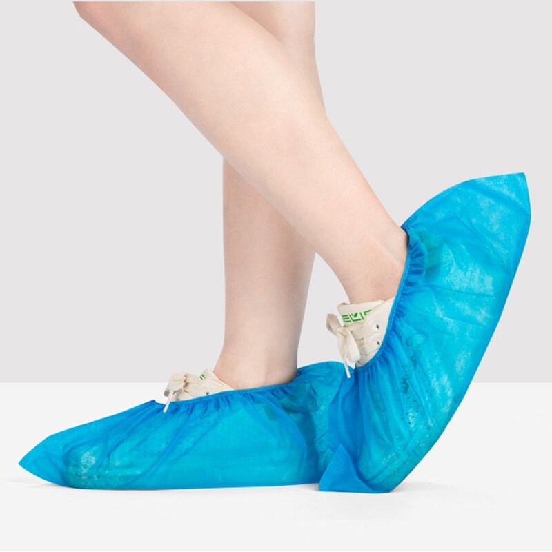 Couvre-chaussures Jetables En Plastique épais, 100 PièCES/paquet, Tapis De Jour De Pluie, Bleu étanche, Pour Le Nettoyage De La Maison