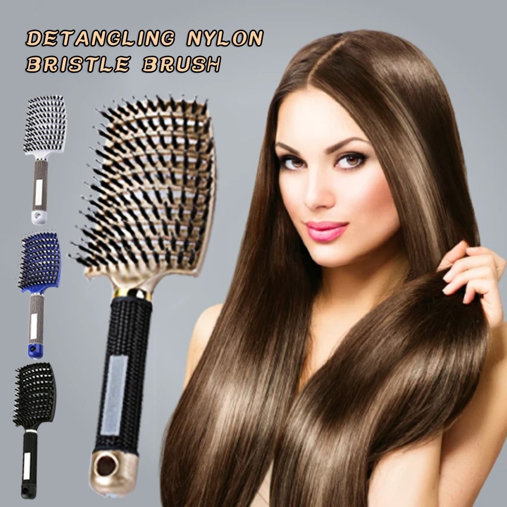 4 Couleurs Femmes Cheveux Cuir Chevelu Massage Peigne Soies En Nylon Brosse à Cheveux Humide Bouclés Démêler Brosse à Cheveux Pour Salon De Coiff thumbnail