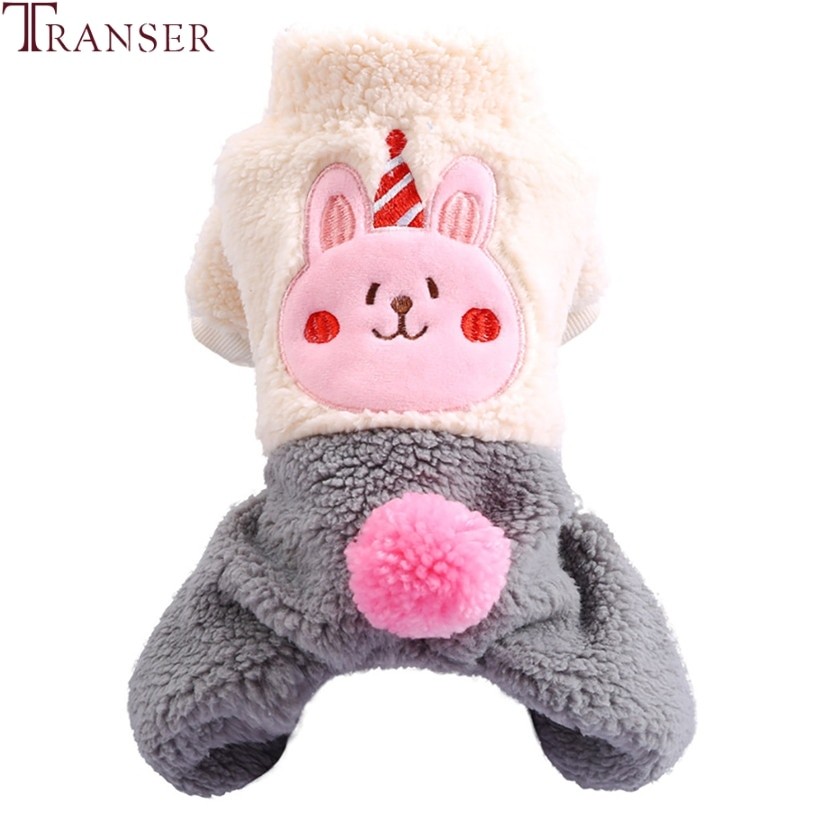 Transer Thick Warm Fleece Dog Jumpsuits Rompers Birthday Hat Cartoon Cute Pet Clothes Winter Warm Dog Apparel 9905 thumbnail