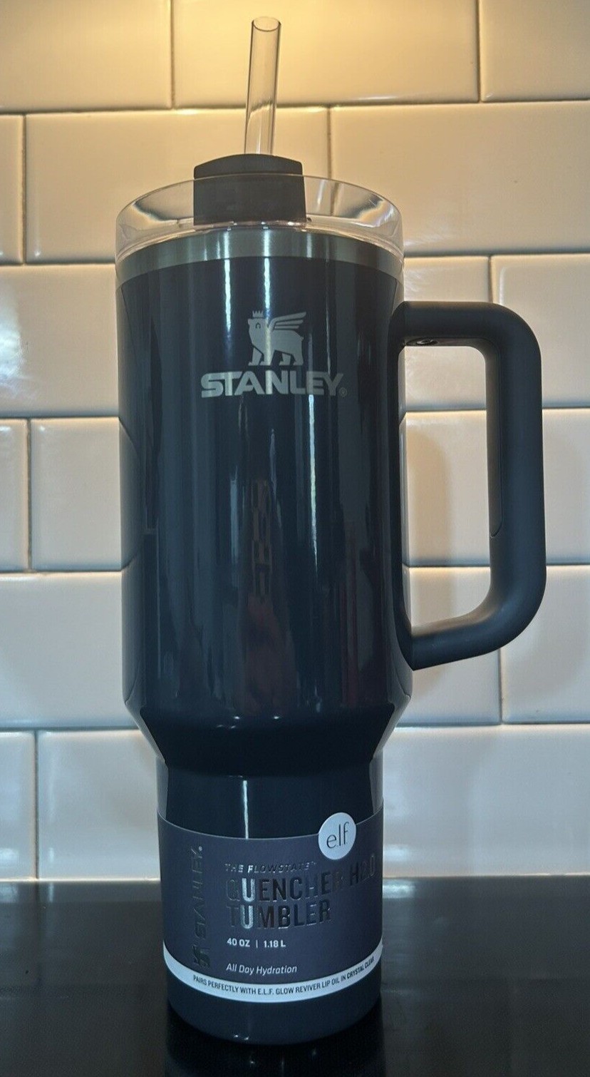 Stanley 40 Oz Stainless Steel H2.0 FlowState Quencher Tumbler Crystal Clear Night - E.l.f.: Dishwasher-Safe Drinkware for Hot or Cold Beverages, Black