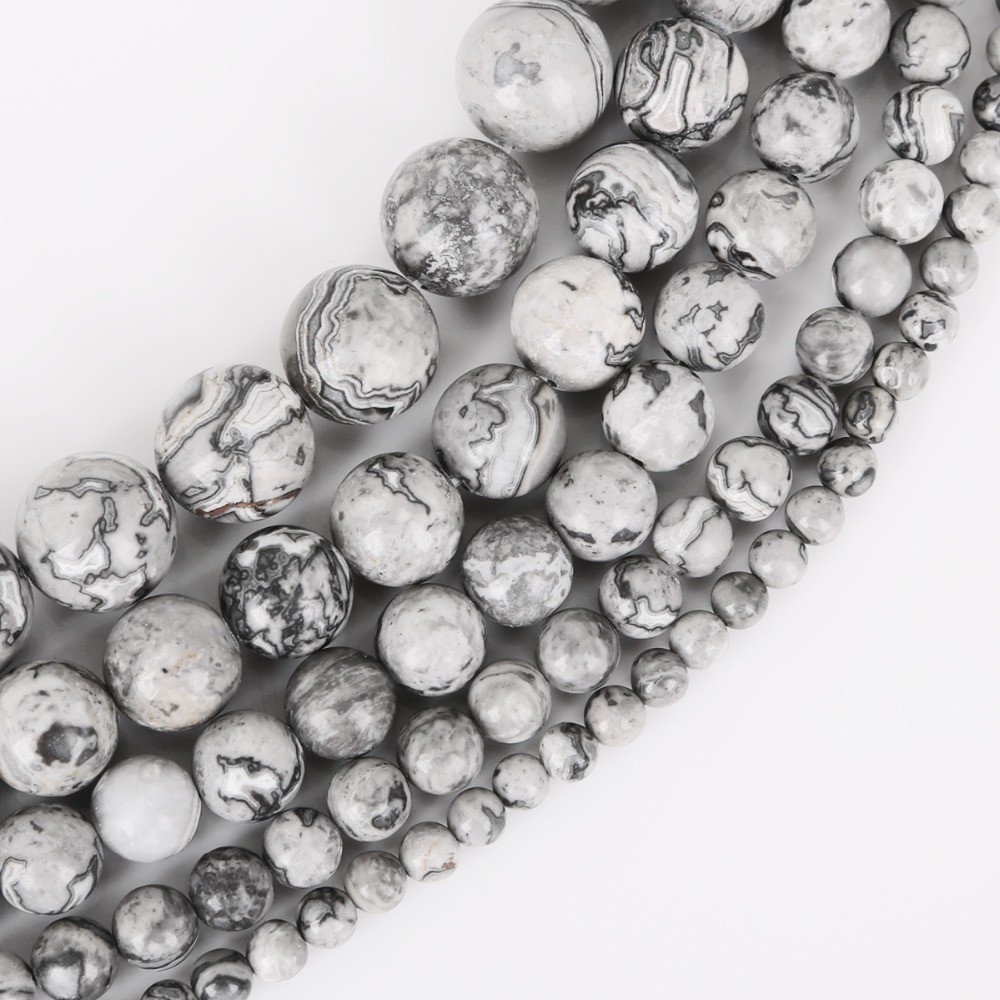 AAA + – Perles Rondes En Pierre Grise Naturelle, Pour La Fabrication De Bijoux, 4/6/8/10/12mm, 15 '', Bracelet à Bricoler Soi-même